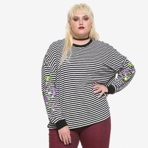 THE Nightmare Before Christmas Stripe Oversized Long-Sleeve Tshirt size 3x